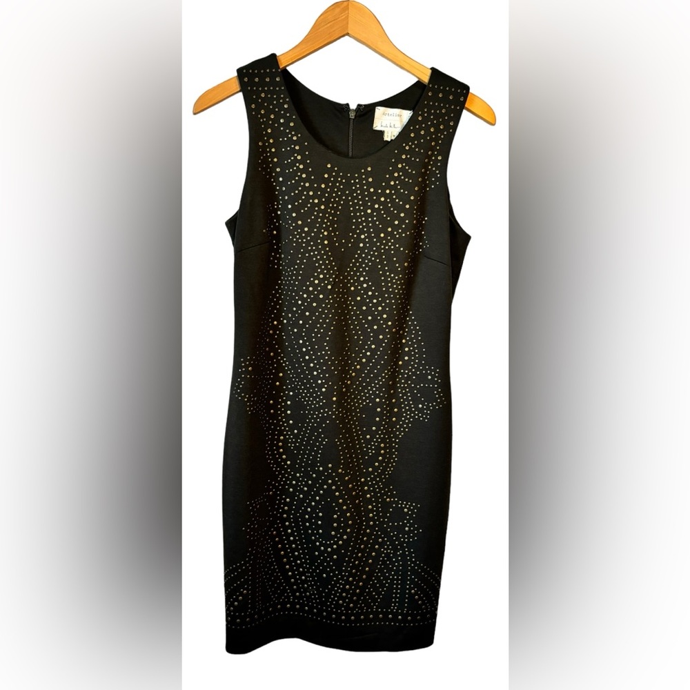 Nicole Miller Artelier Dress Women Green Stretch Zip Studded Sleeveless Size M